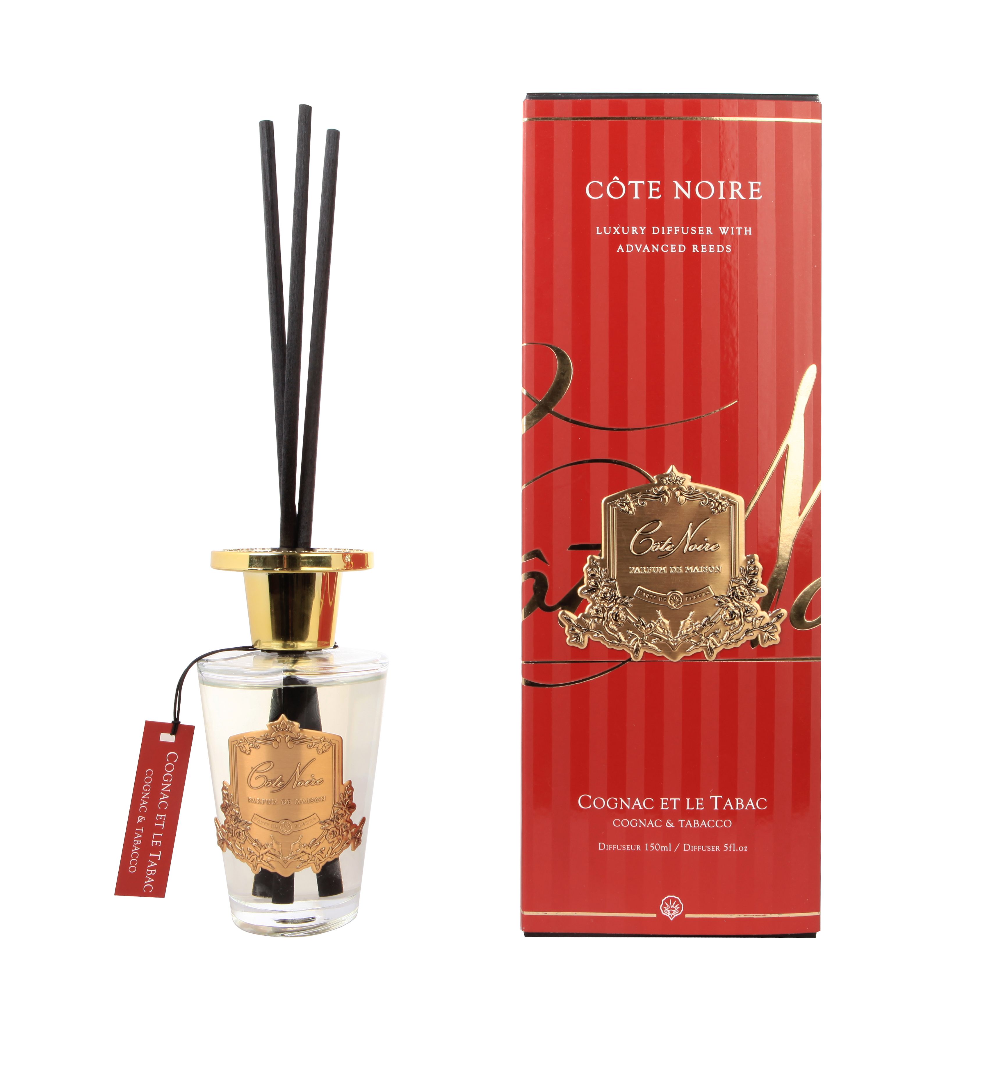 Côte Noire Diffusers diffuseur cognac tabac doré 150ml