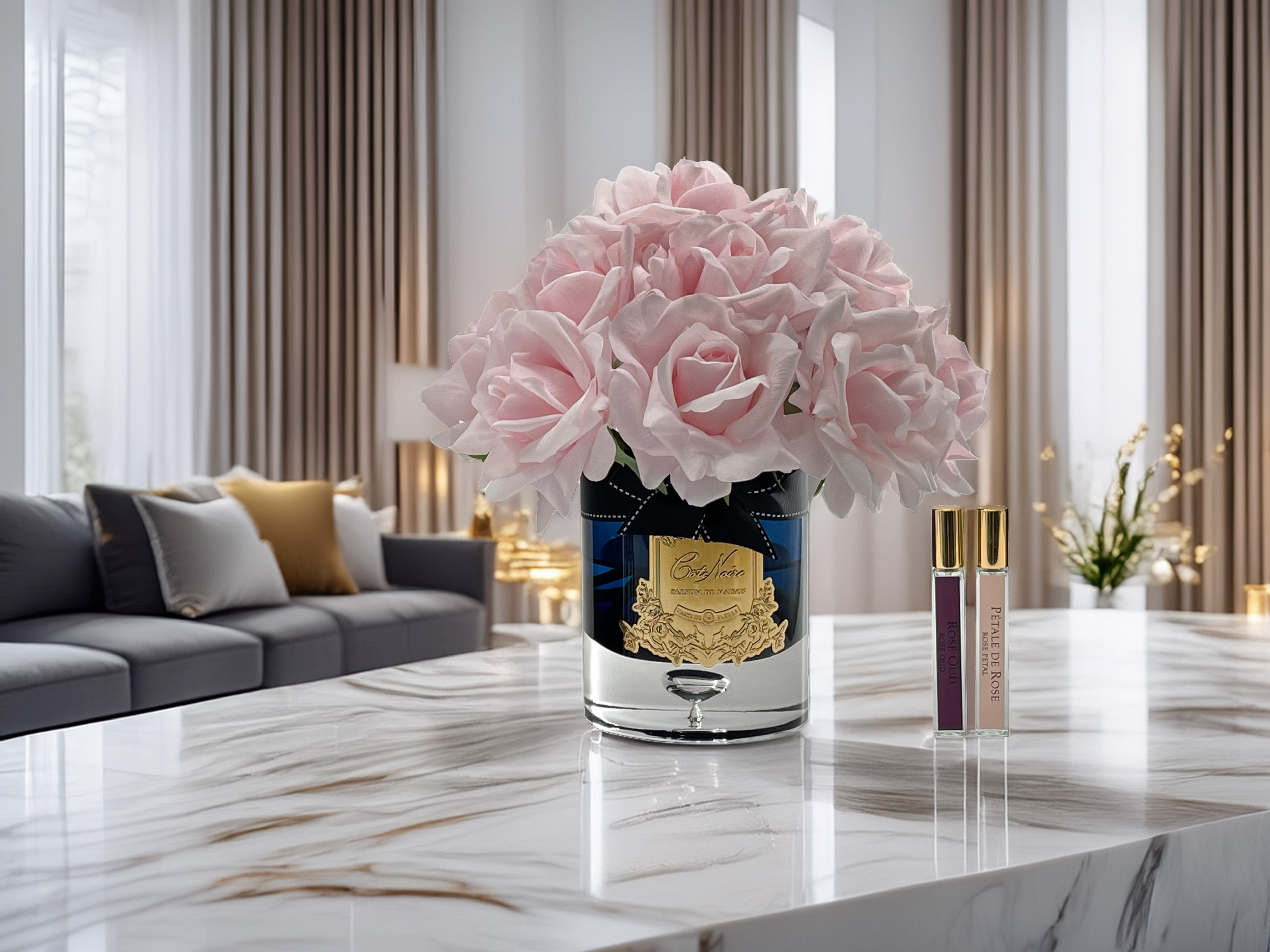 Côte Noire Grand Bouquet LTWB03 fleurs french pink verre fumé