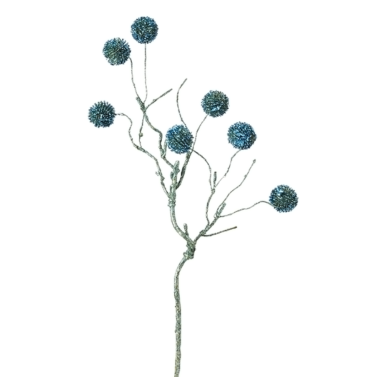Sia Home Izia 50 cm branche pompons pailletés argenté