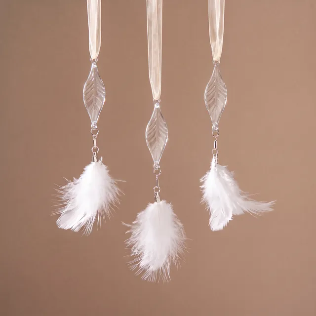 Sia Home Suspension Noël Plumes blanc 15 cm