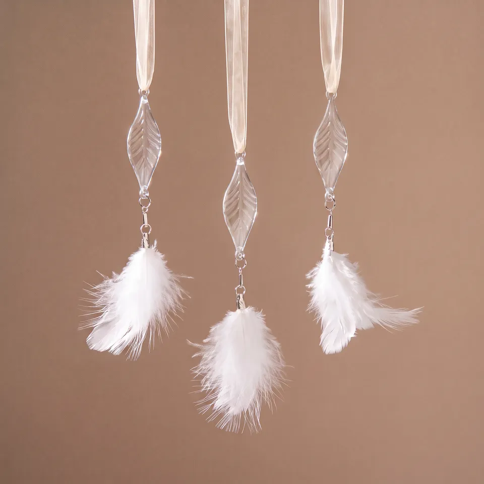 Sia Home Suspension Noël Plumes blanc 15 cm
