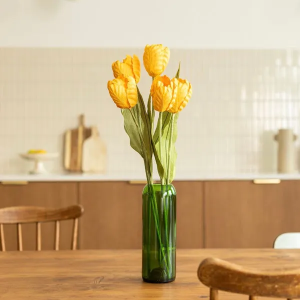 Flowrette Tulipe fleur papier jaune artisanale