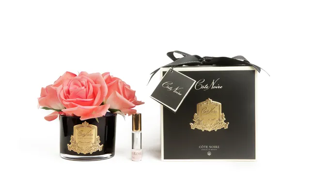 Côte Noire 5 Roses GMRB65 white peach vase noir