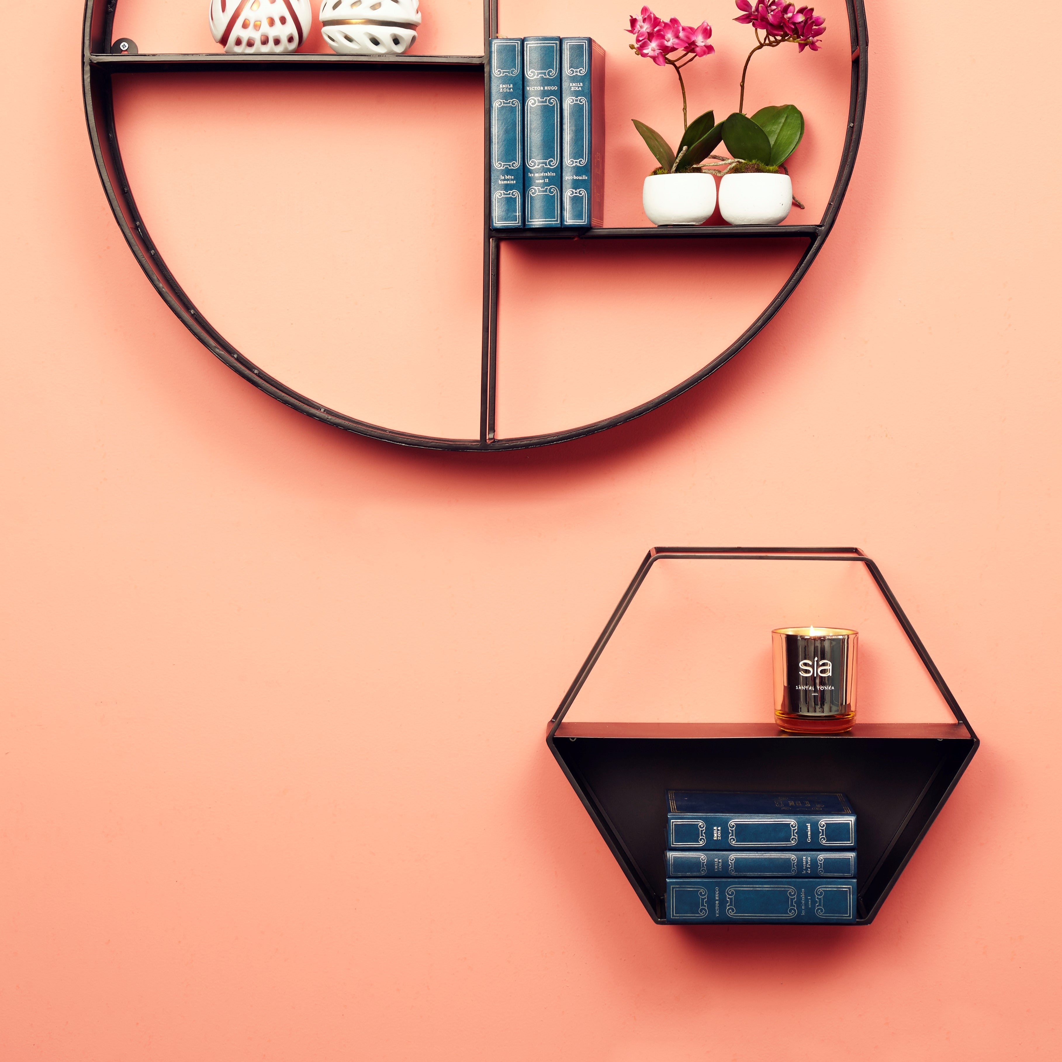 Sia Home Anja rangement mural noir métal 42 cm