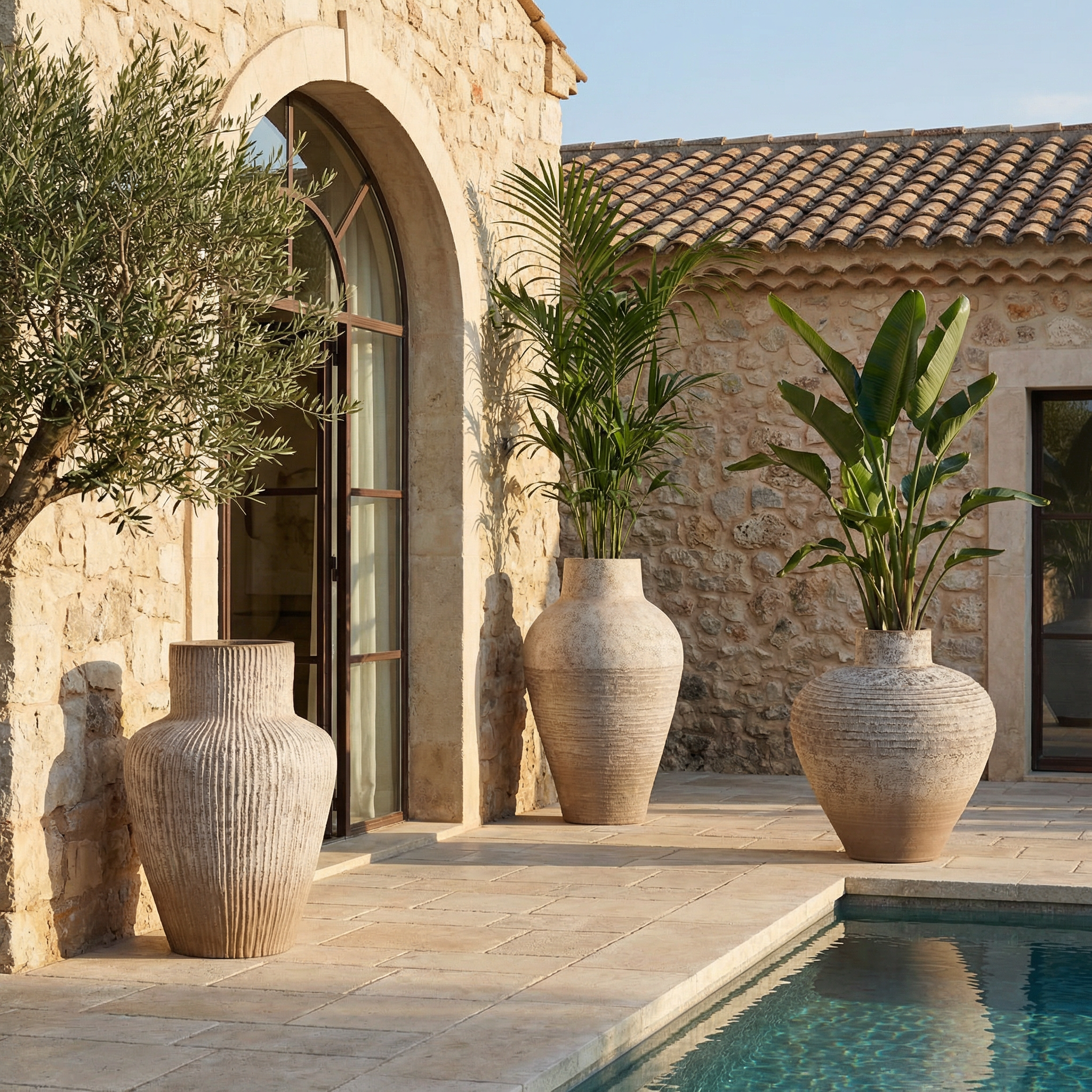 Sia Cache-pots Roma cache-pot 72 cm beige ciment