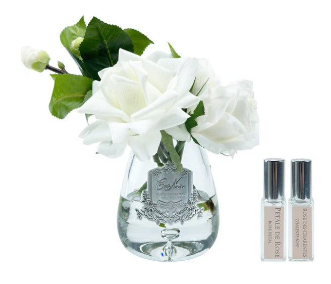 Côte Noire Perfumed Flowers TR01 roses ivoire parfumées vase goutte