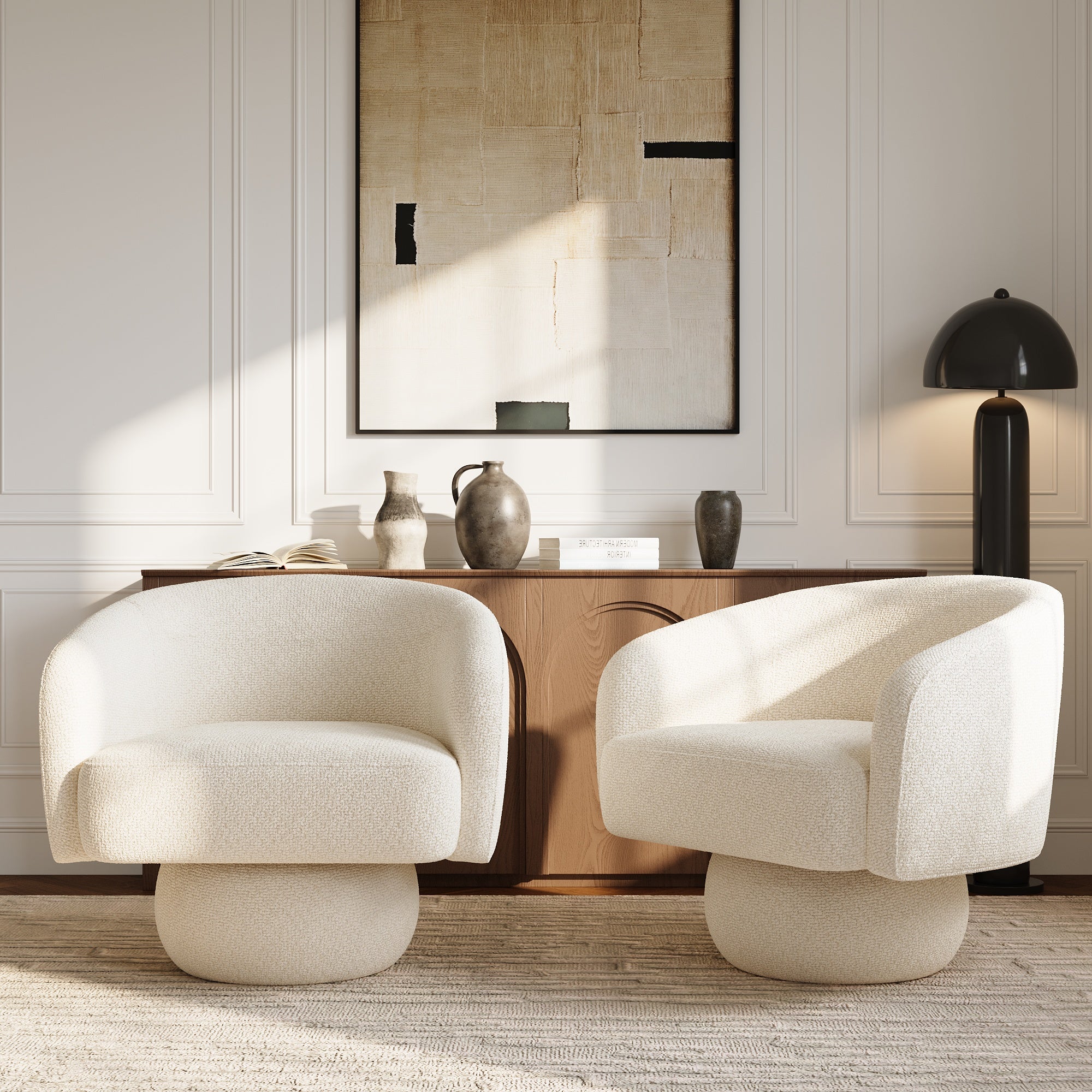Sia Home Arlo fauteuil pivotant crème salon lounge