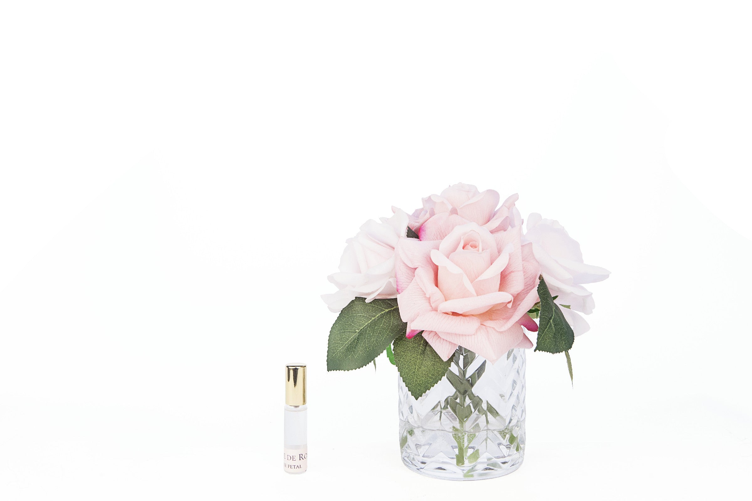 Côte Noire Herringbone roses mixed pink vase clear HCF08