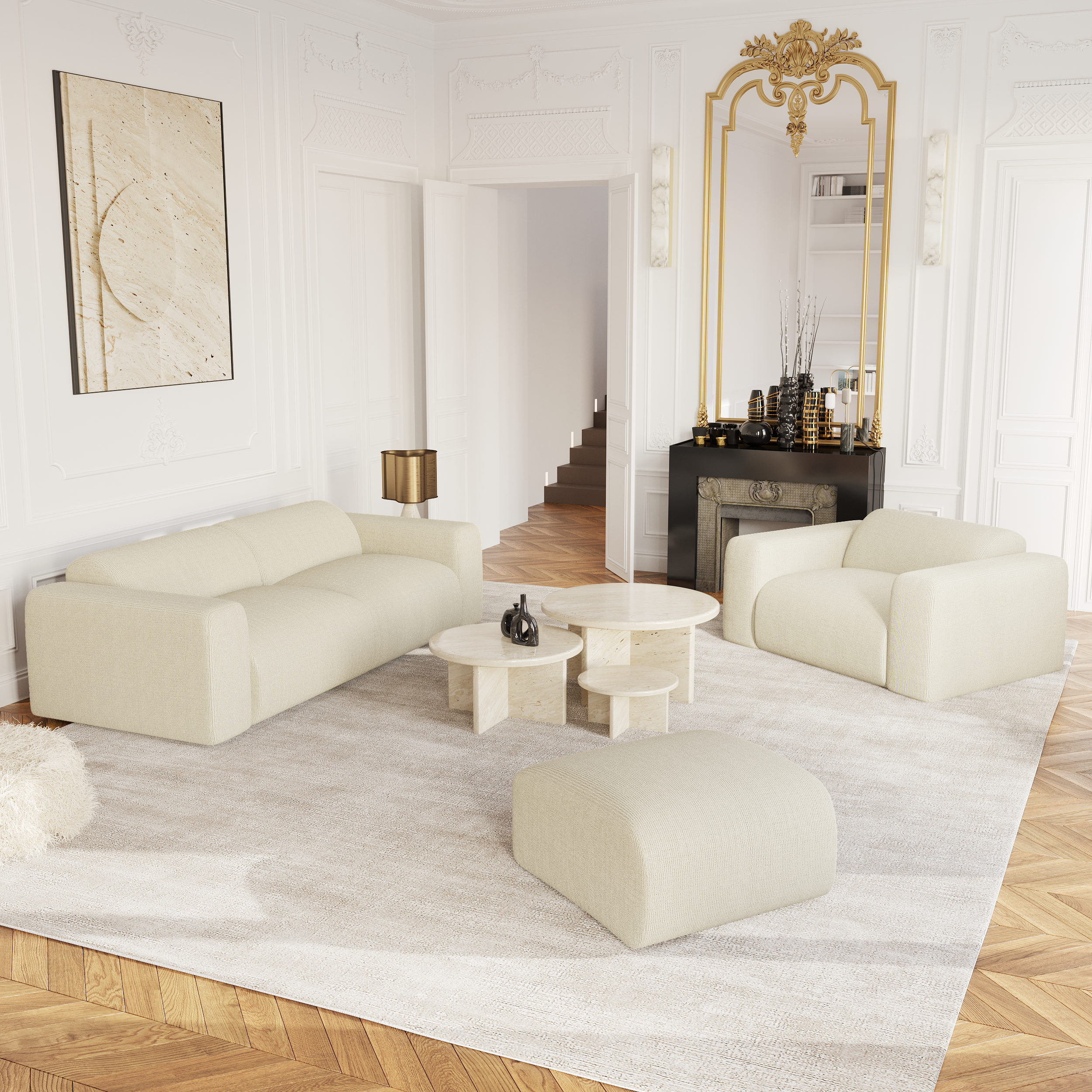 Sia Home Myra canapé droit beige crème assise nuage