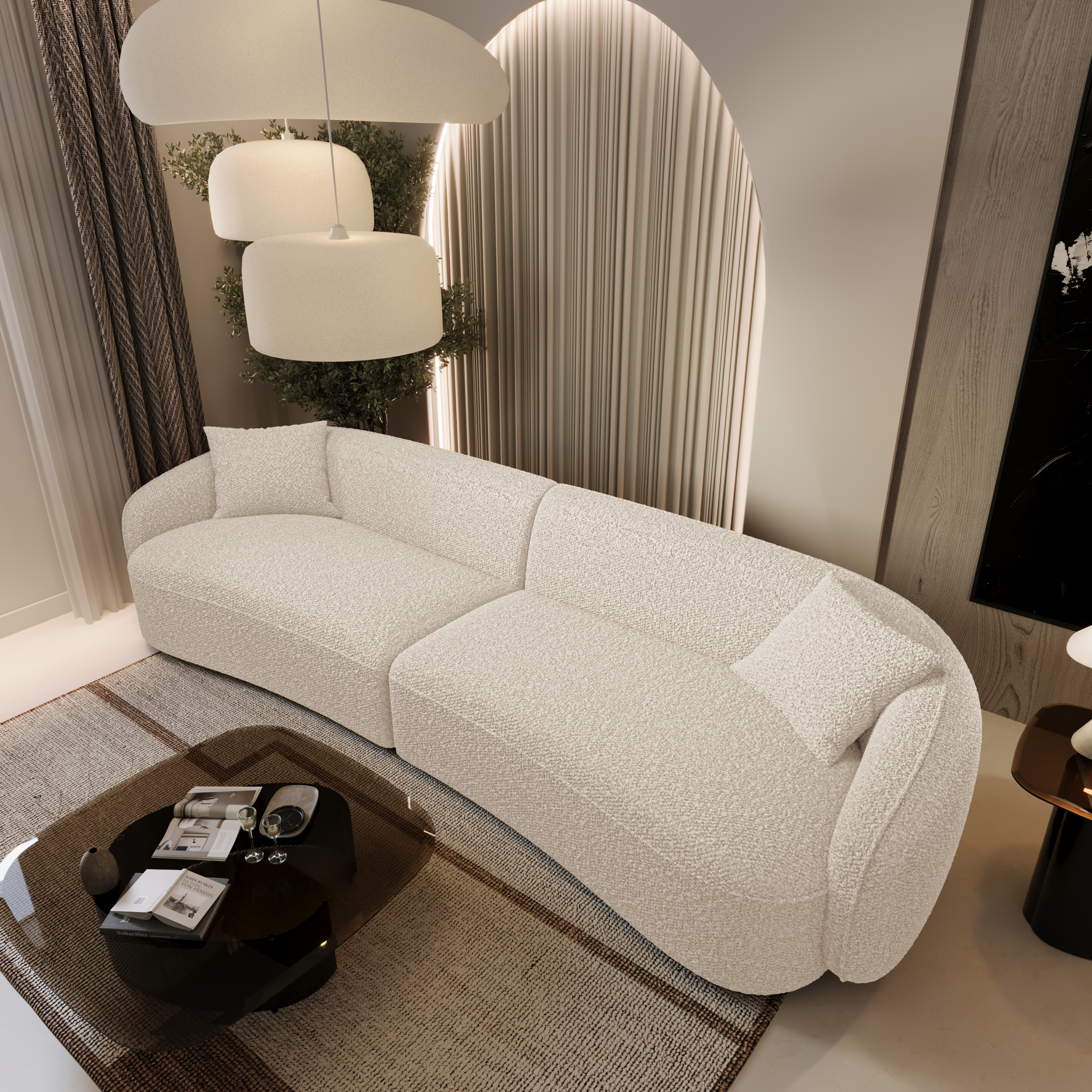 Sia Home Céline canapé 4 places crème arrondi
