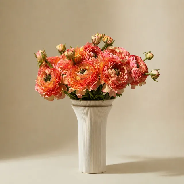 Sia Home Renoncules rose orangé 10 tiges bouquet artificiel
