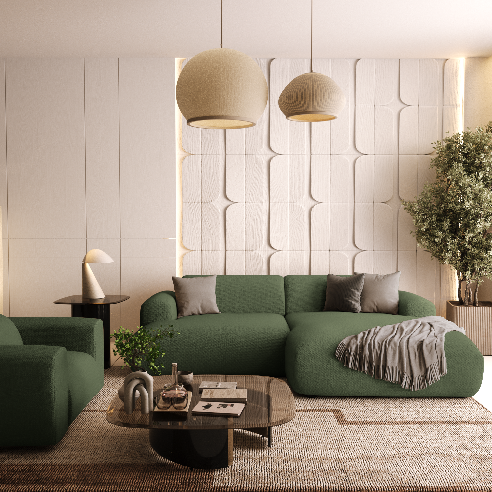Sia Home Myra Petit Angle Droit canapé 5 places vert olive