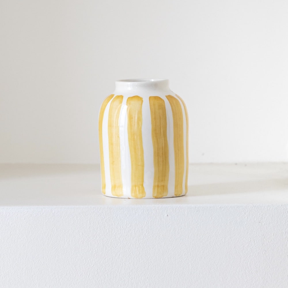 Flowrette Soliflore rayé jaune petit vase céramique