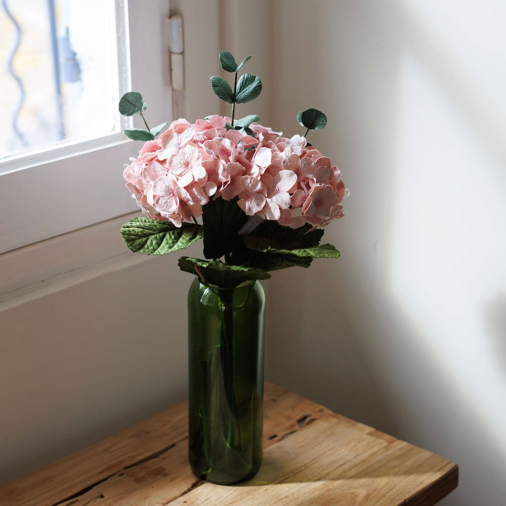 Flowrette Fleurs en papier Bouquet hortensia rose éternel