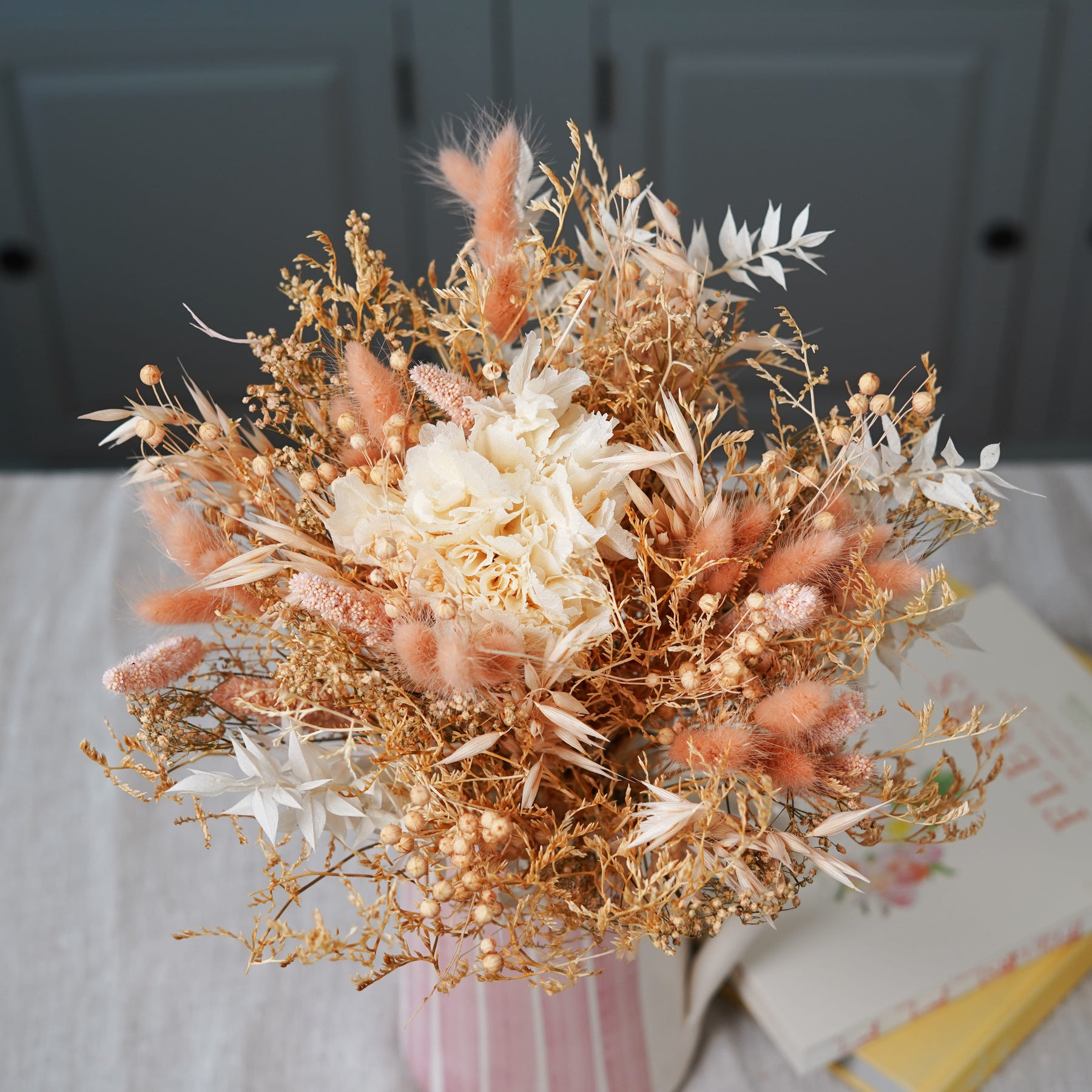 Flowrette Léandre bouquet fleurs séchées blanc