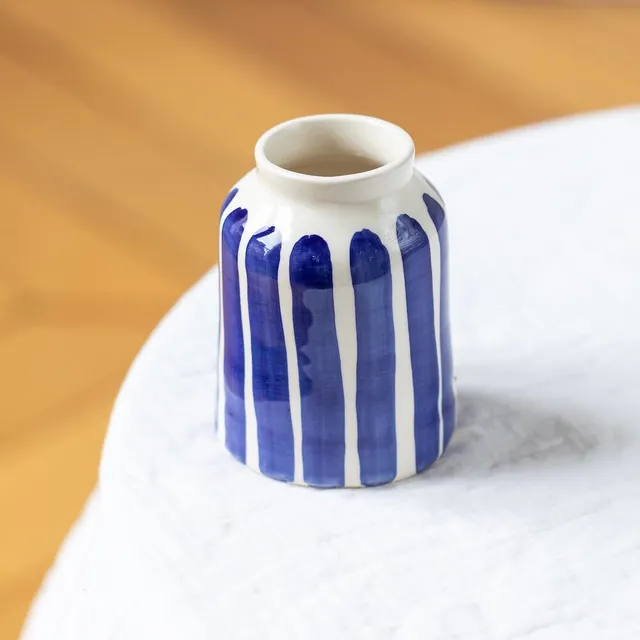 Flowrette Vases soliflore rayé bleu vase céramique