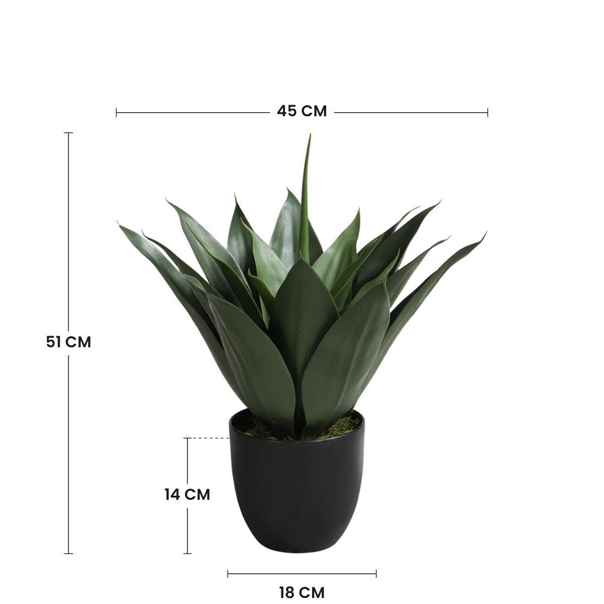 Sia Home Agave 51 cm plante artificielle verte pot