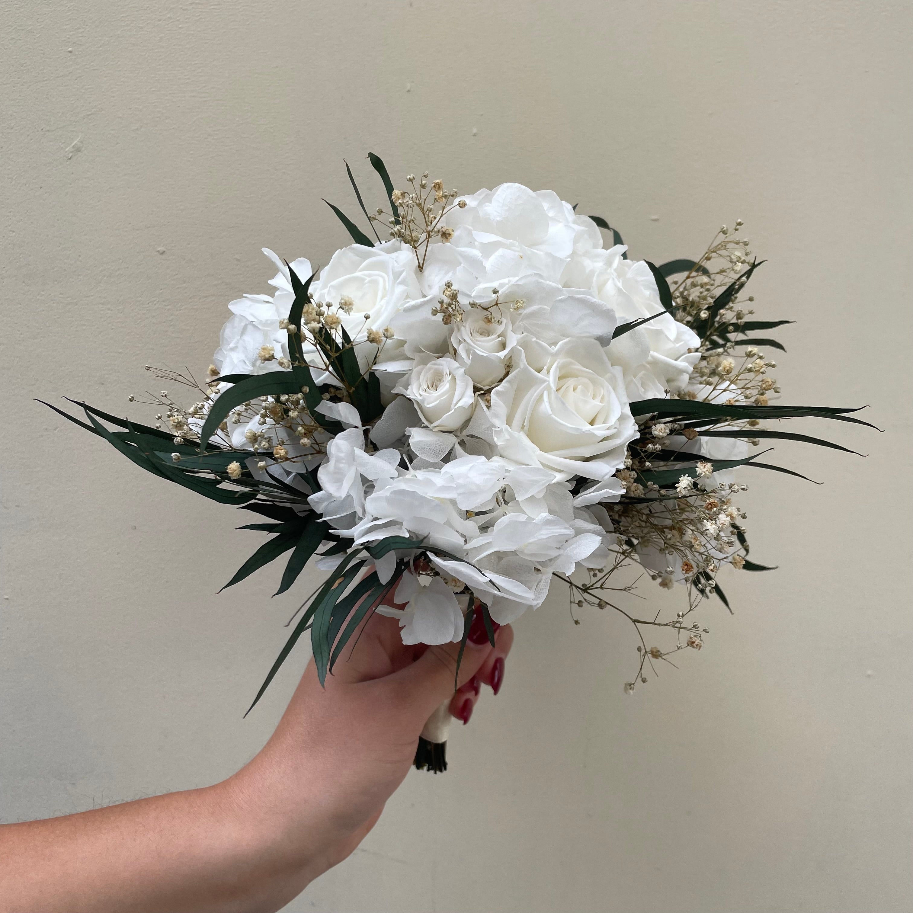 Ateliers Ouchamp Rue d'Italie bouquet mariée stabilisé blanc 30 cm