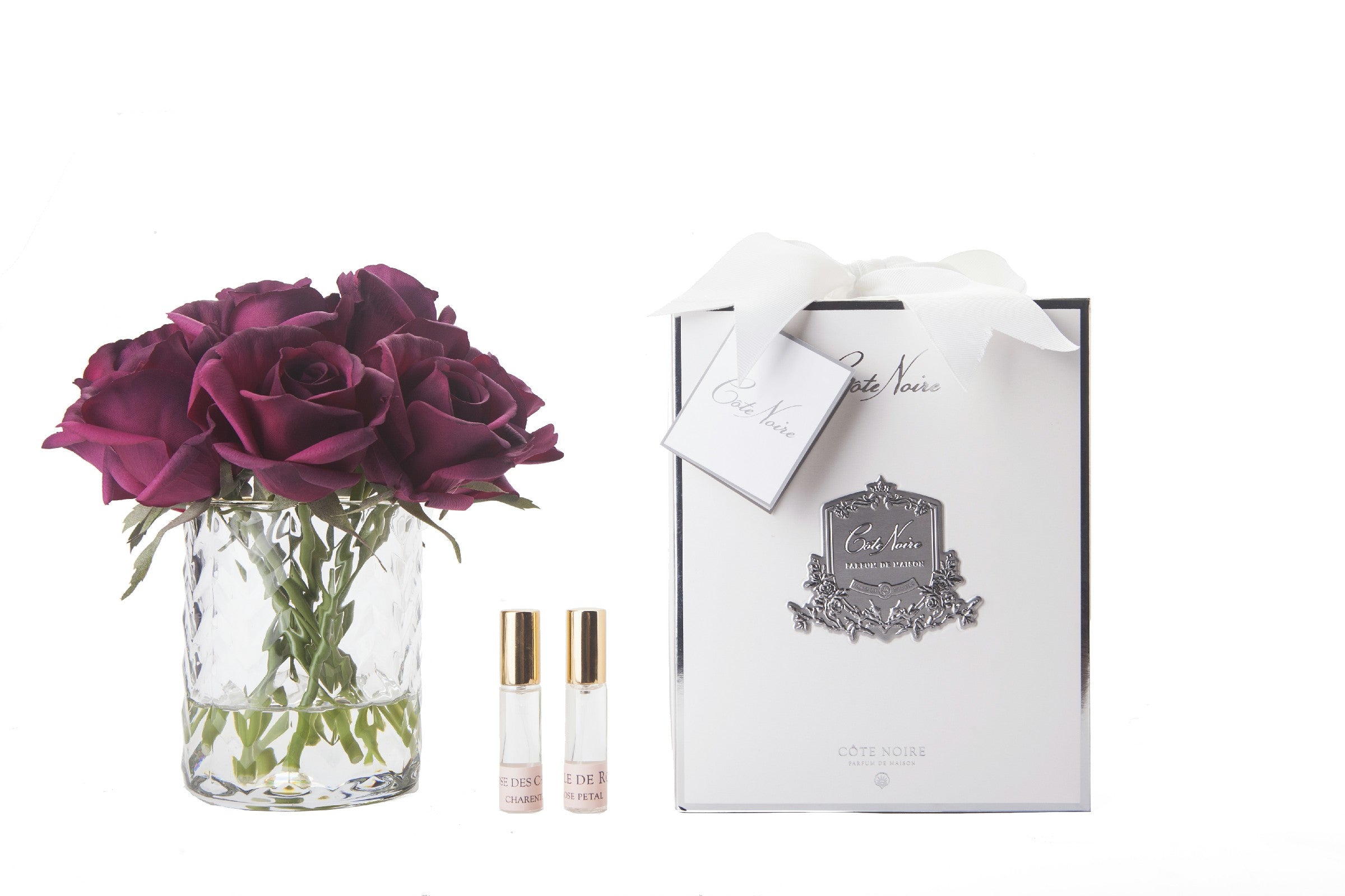 Côte Noire Herringbone Flowers HCF24 fleur boutons rose rouge carmin