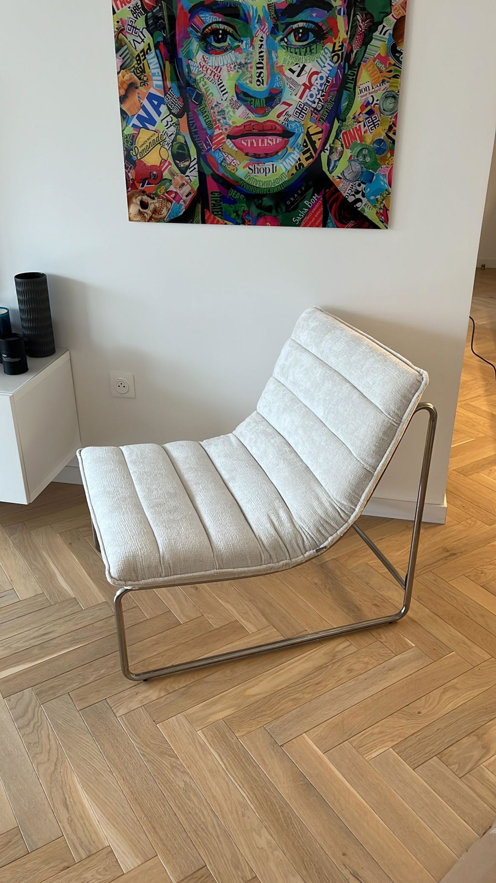 Sia Home Vinty fauteuil écru matelassé vintage salon