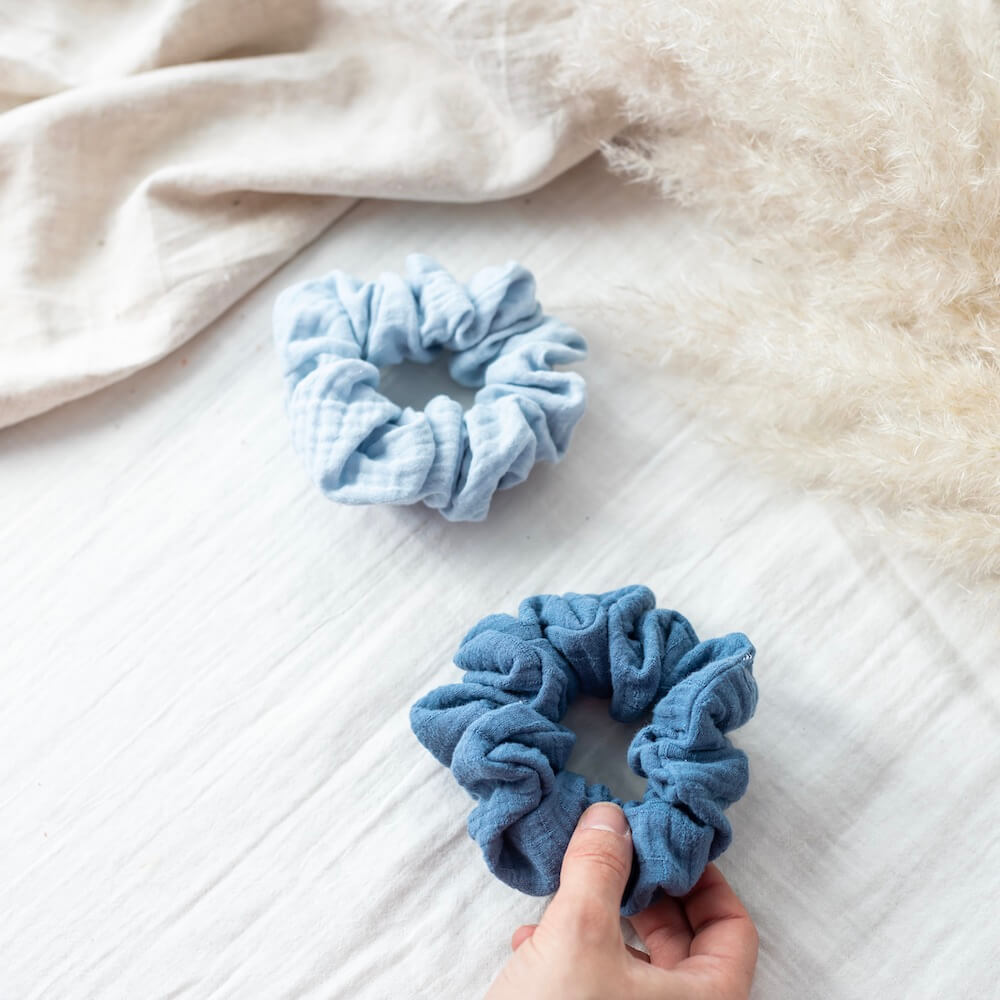 Flowrette Chouchous Duo de Bleus accessoire cheveux coton lin