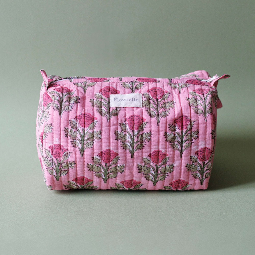 Flowrette Kanpur trousse toilette coton jaune block print