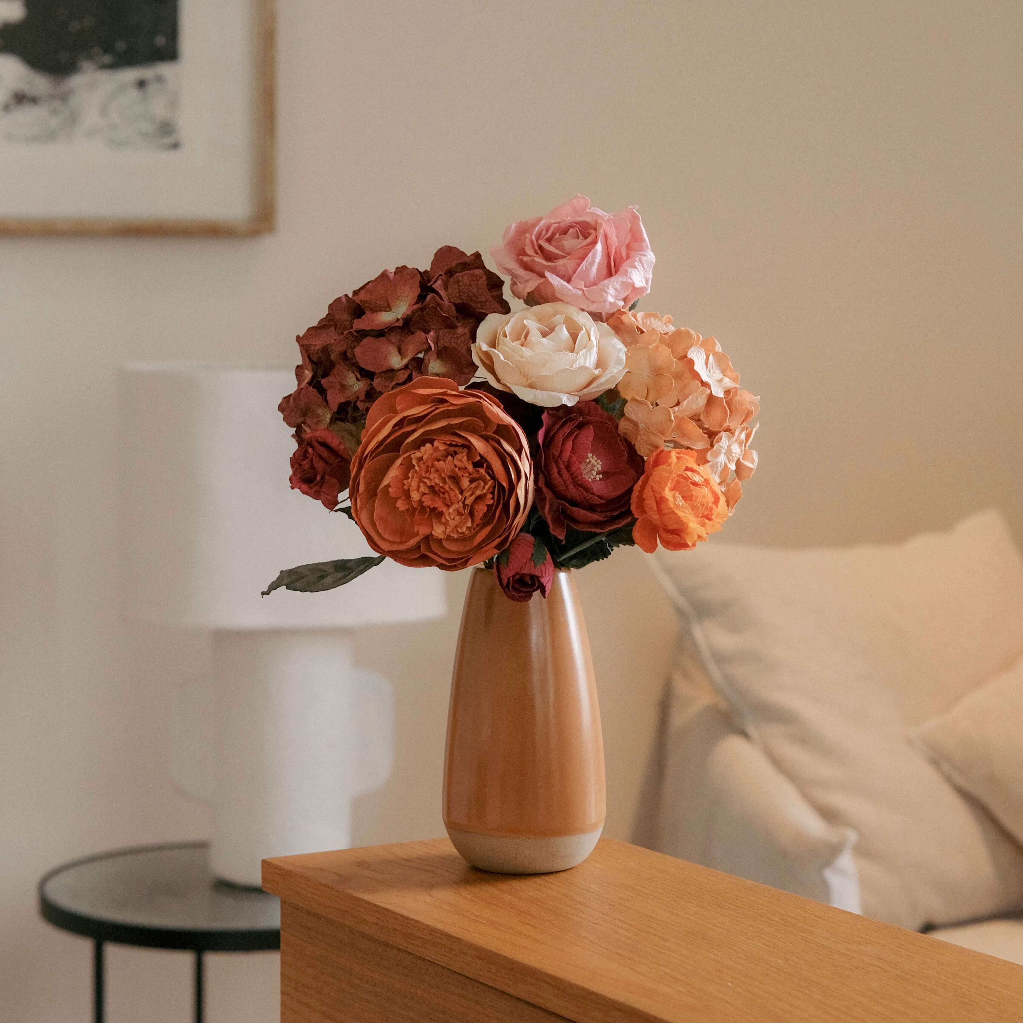 Flowrette Mucha bouquet fleurs papier terracotta bordeaux durable