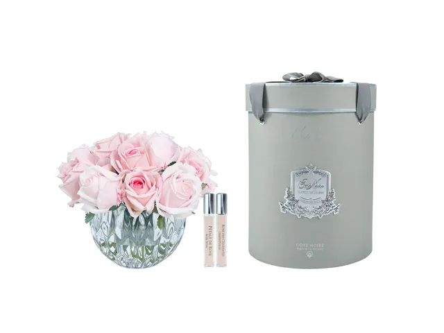 Côte Noire Grand RRB14 bouquet 13 boutons rose mixte verre