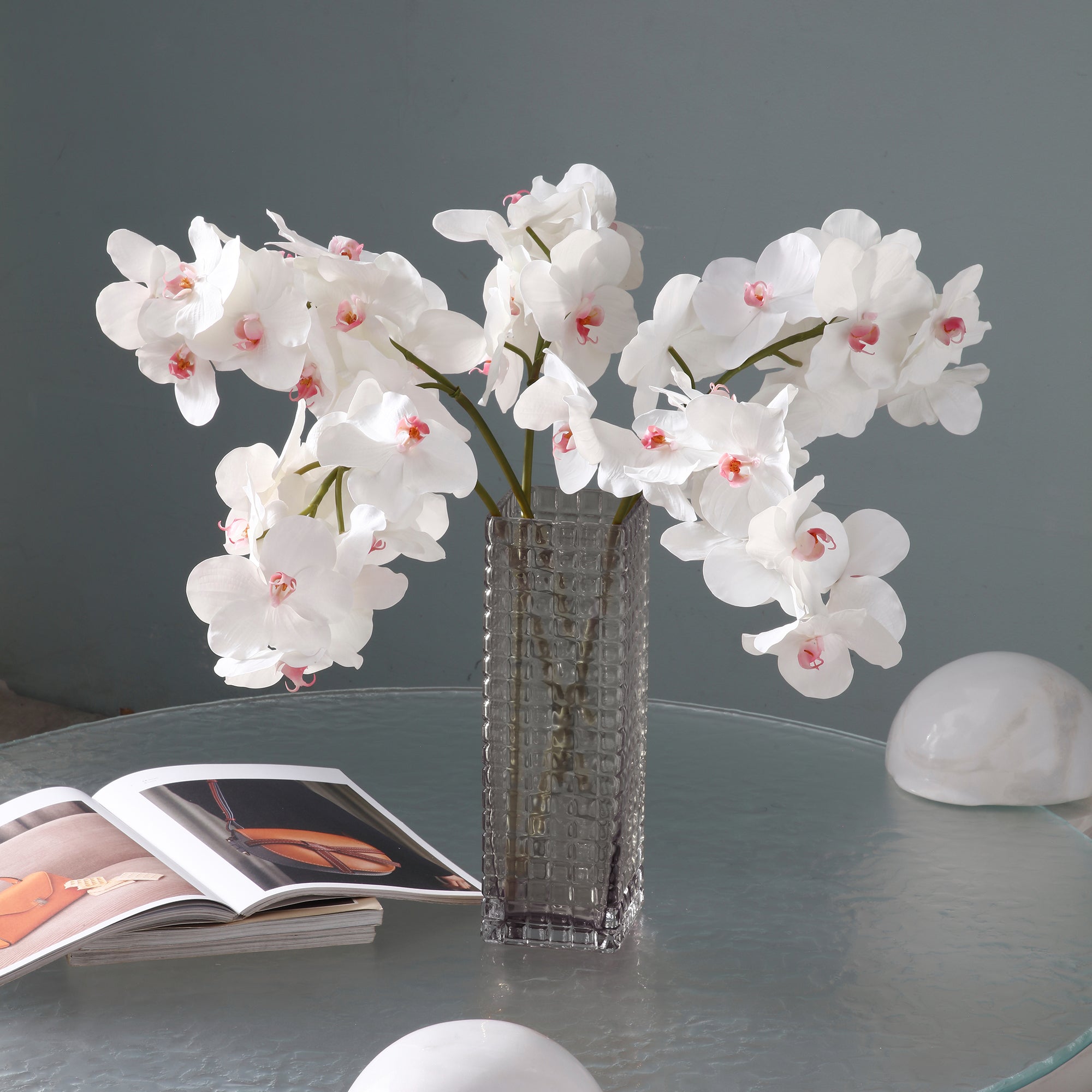 Sia Home Tige Orchidée Bandailan 60 cm blanc rose fleur