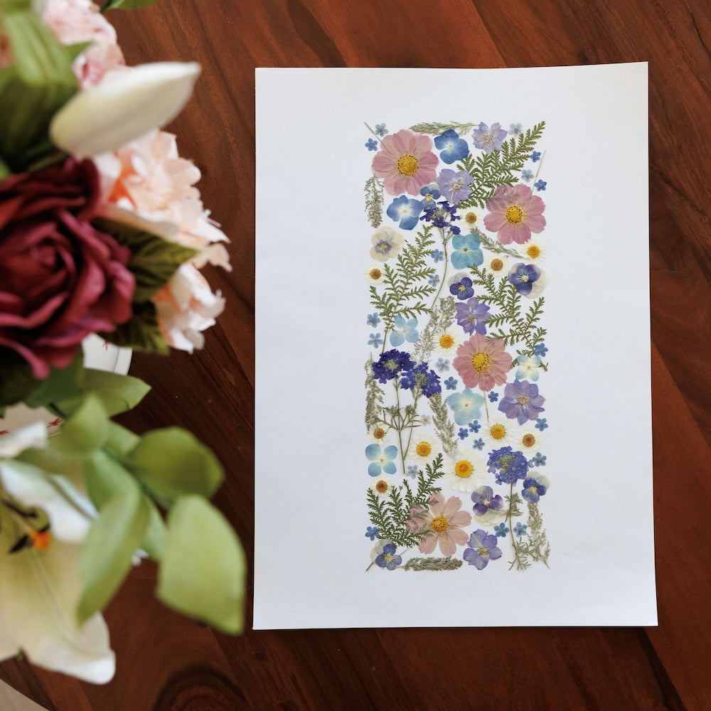 Flowrette Éclosion Florale herbier fleurs pressées A3 sans cadre