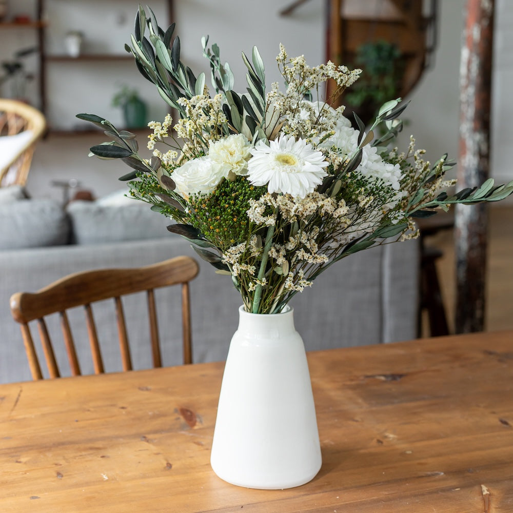 Flowrette Bouquet Saint-Germain stabilisé blanc taille M