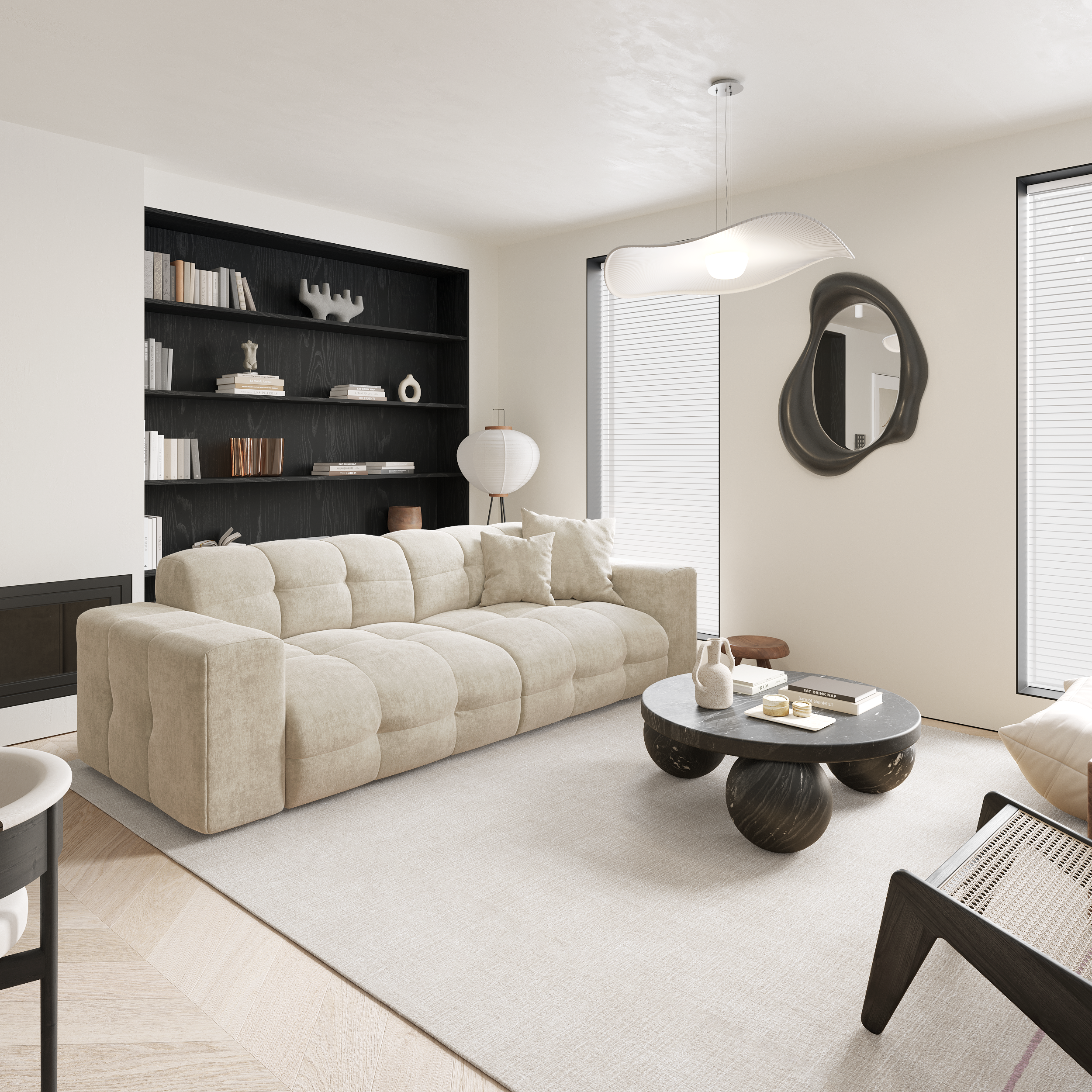 Sia Home Mael canapé crème courbes arrondies