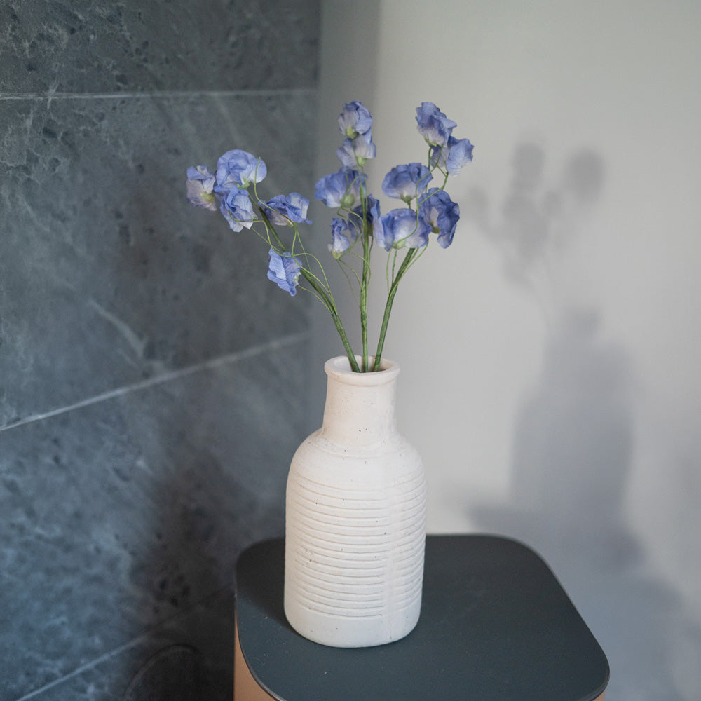 Flowrette pois de senteur bleu fleur papier artisanale tige