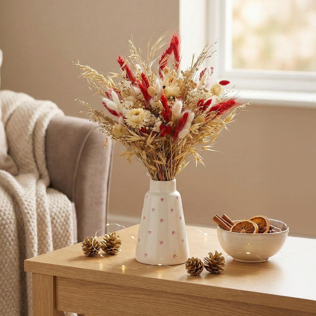 Flowrette Célestin bouquet fleurs séchées taille M rouge naturel