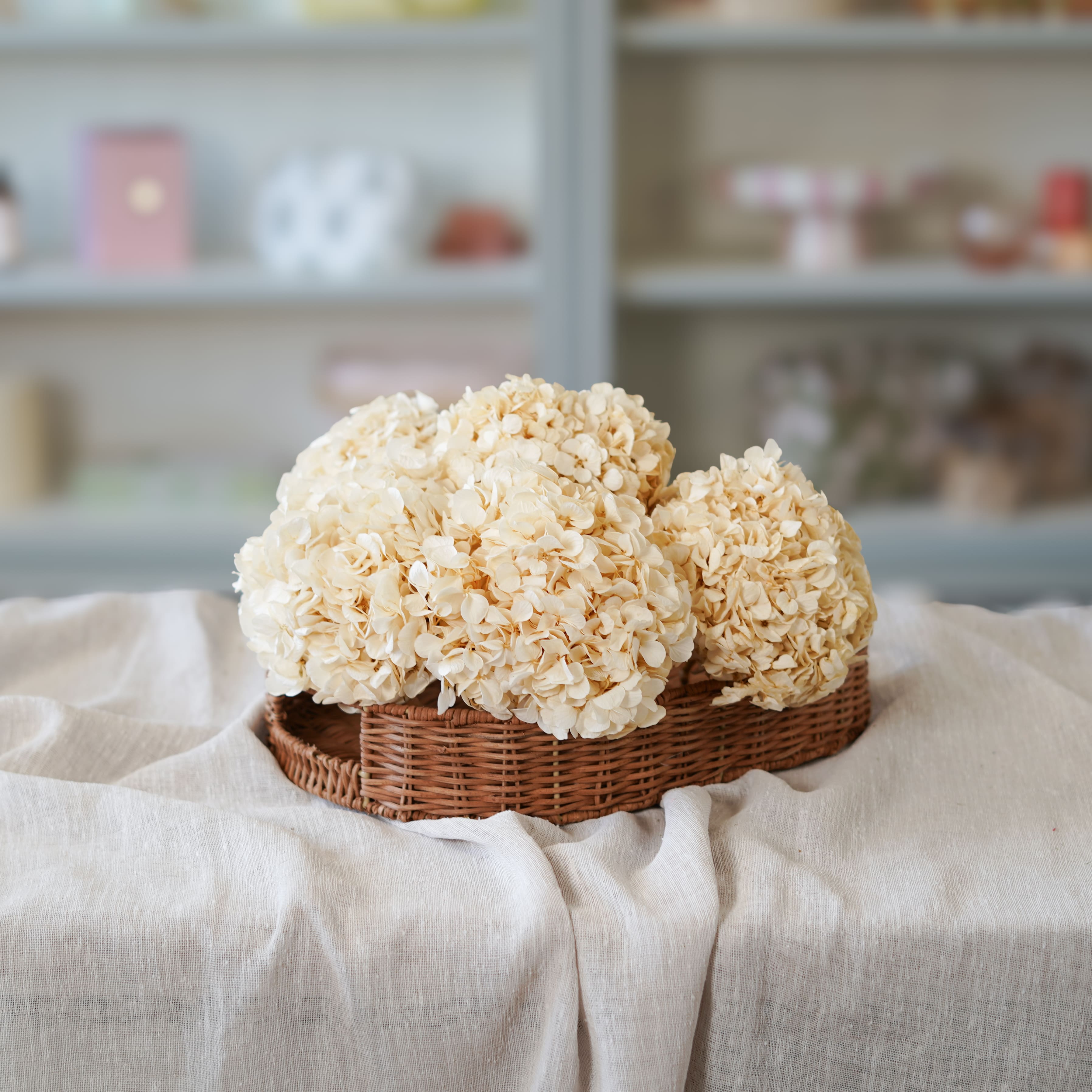 Flowrette Hortensia Blanc Stabilisé Fleur Volume Romantique