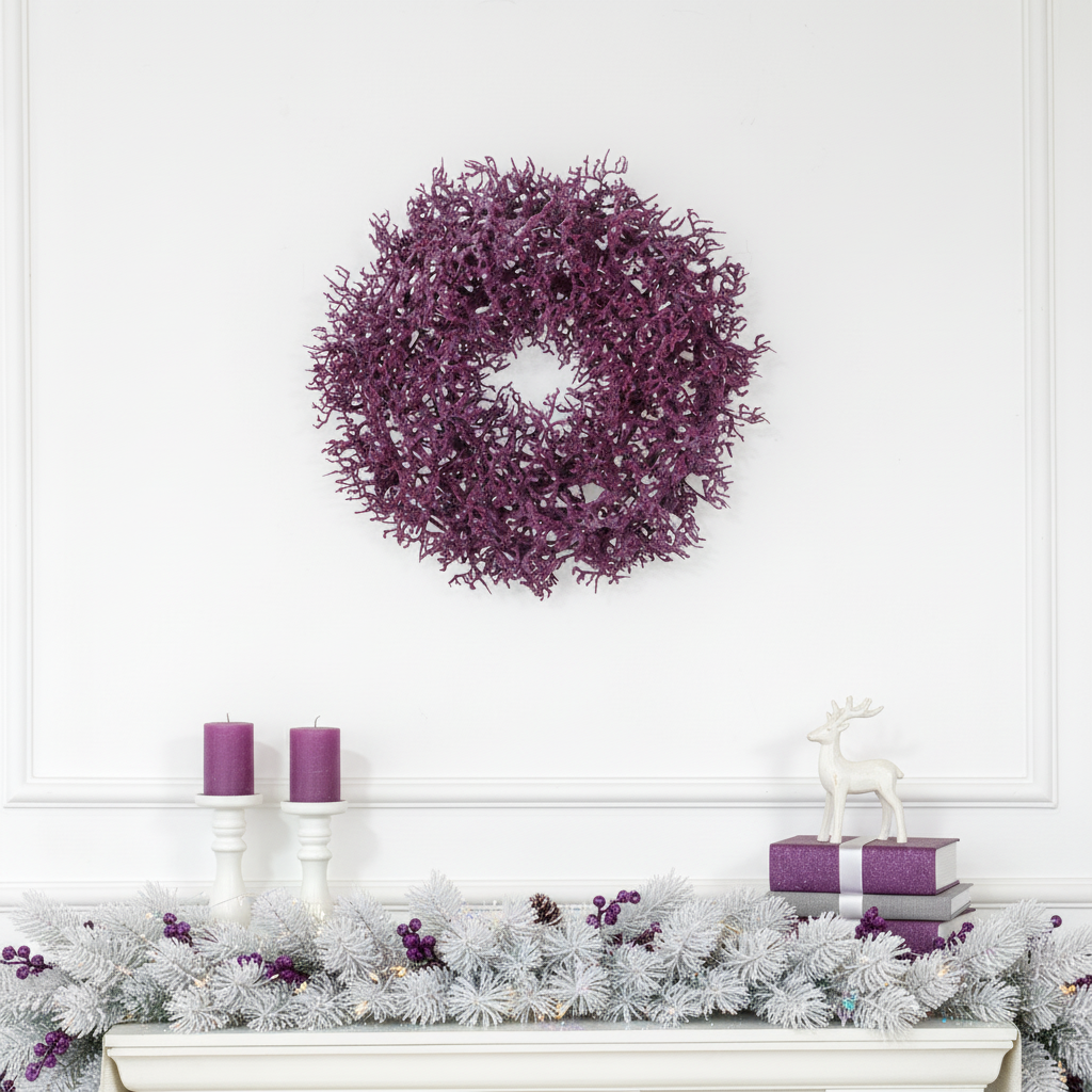 Sia Home Couronne Noël branchages violets 30 cm
