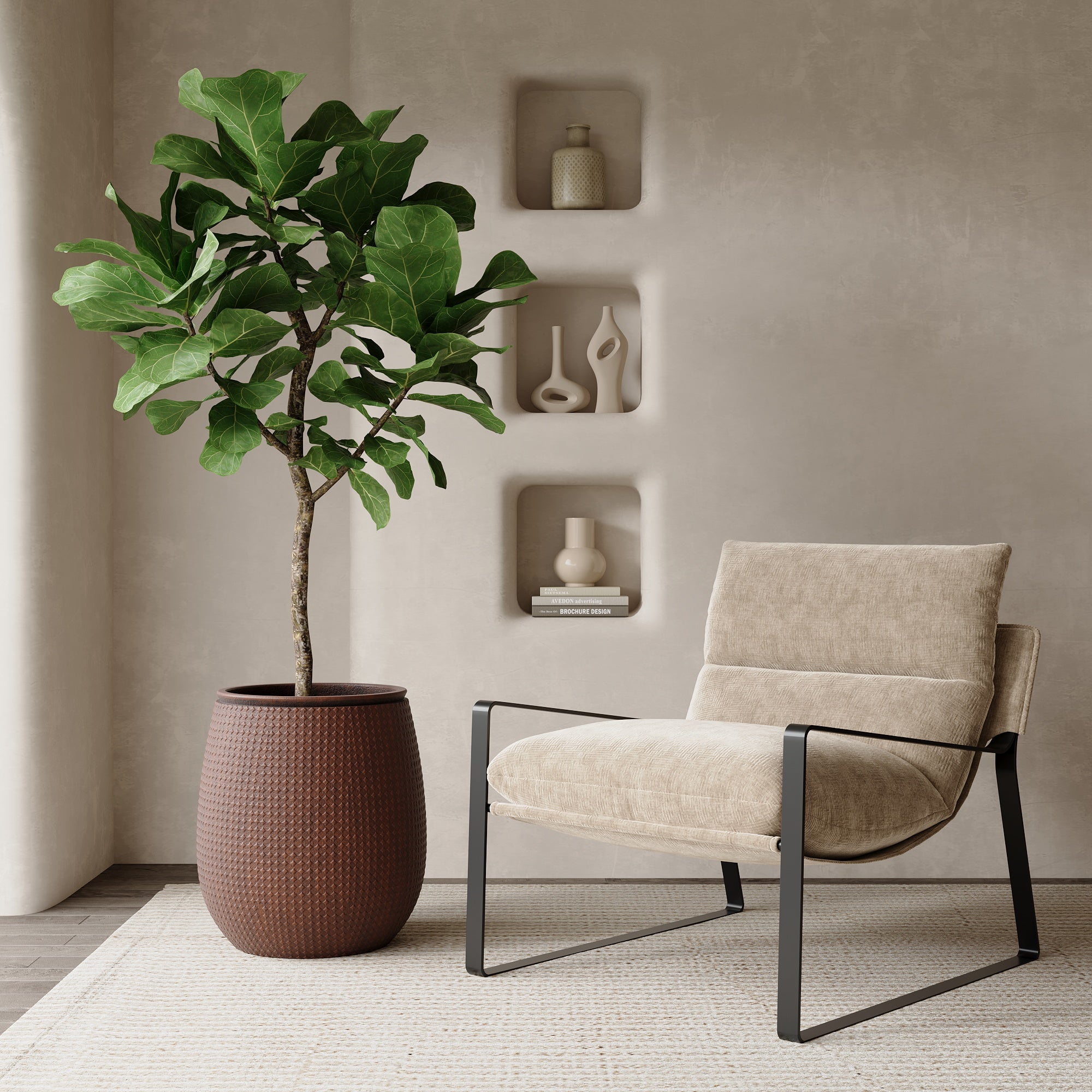 Sia Home Zen cache-pot losanges 50 cm rouge fibre ciment