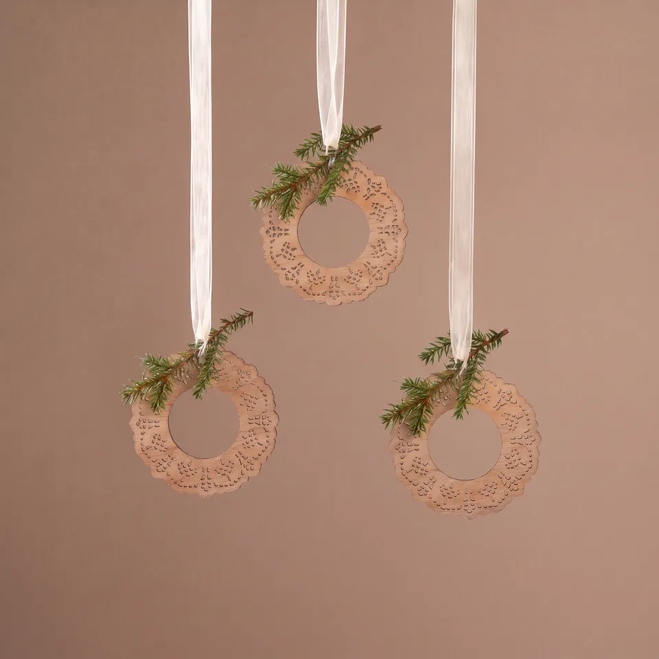 Sia Home Natura 21 cm suspension Noël bois beige